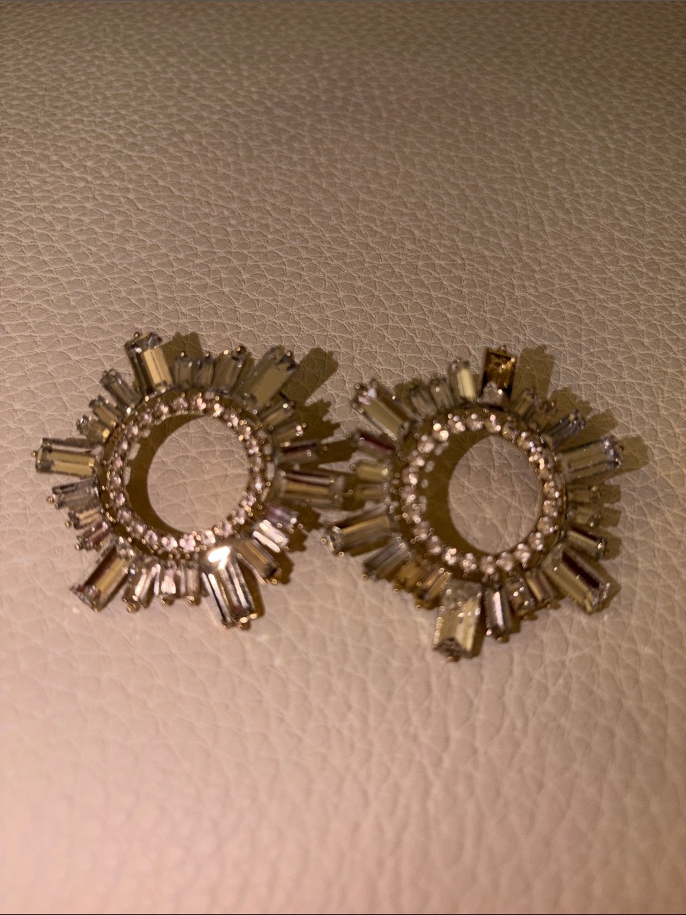 Clear Crystal Sunburst Hoop Earrings - Gold